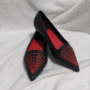 Strange Cvlt Dagger Black Widow Red Black Pointed Ballet Flats Cyber Goth Punk 6